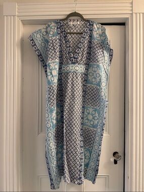 Emerson Fry Blue and White Patterned Swim Coverup